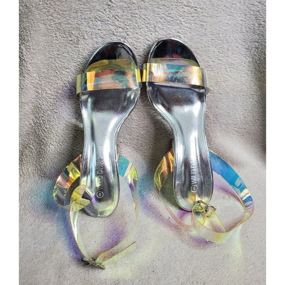 Fashion Women Pumps Transparent Strappy Buckle Sandals Block High Heels Sz 8 - Picture 5 of 8